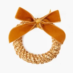 Corn Wreath with Mustard Velvet Bow (Set of 4)