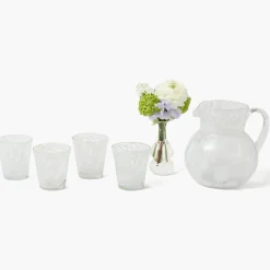 Dappled White Glasses & Jug Set