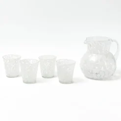 Dappled White Glasses & Jug Set