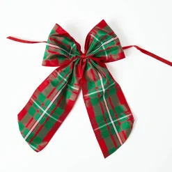 Decorative Festive Tree with Red & Green Tartan Bow