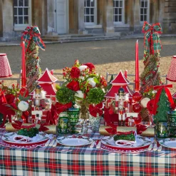 Decorative Festive Tree with Red & Green Tartan Bow