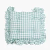 Duck Egg Blue Gingham Ruffle Seat Pad Cushion