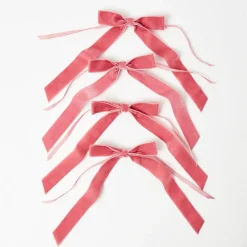 Dusty Pink Velvet Bow (Set of 4) - 20cm