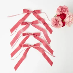 Dusty Pink Velvet Bow (Set of 4) - 20cm