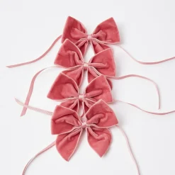 Dusty Pink Velvet Napkin Bows (Set of 4)