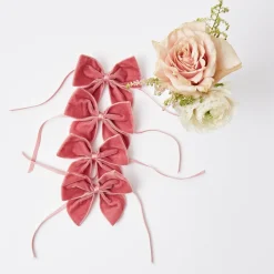 Dusty Pink Velvet Napkin Bows (Set of 4)