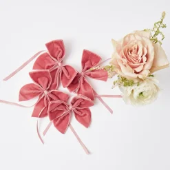 Dusty Pink Velvet Napkin Bows (Set of 4)
