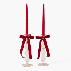 Eden Chestnut Ribboned Candle Set (Red)