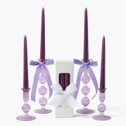 Eden Purple Ribboned Candle Set
