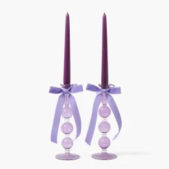 Eden Purple Ribboned Candle Set
