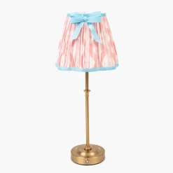 Edie Rechargeable Lamp with Pink & Blue Ikat Bow Shade (18cm)