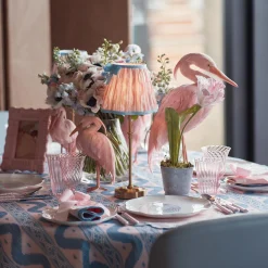 Edie Rechargeable Lamp with Pink & Blue Ikat Bow Shade (18cm)