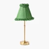 Edie Tall Rechargeable Lamp with Green Frilled Silk Shade (18cm)