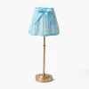 Edie Tall Rechargeable Lamp with Soft Blue Lotus Bow Shade (18cm)