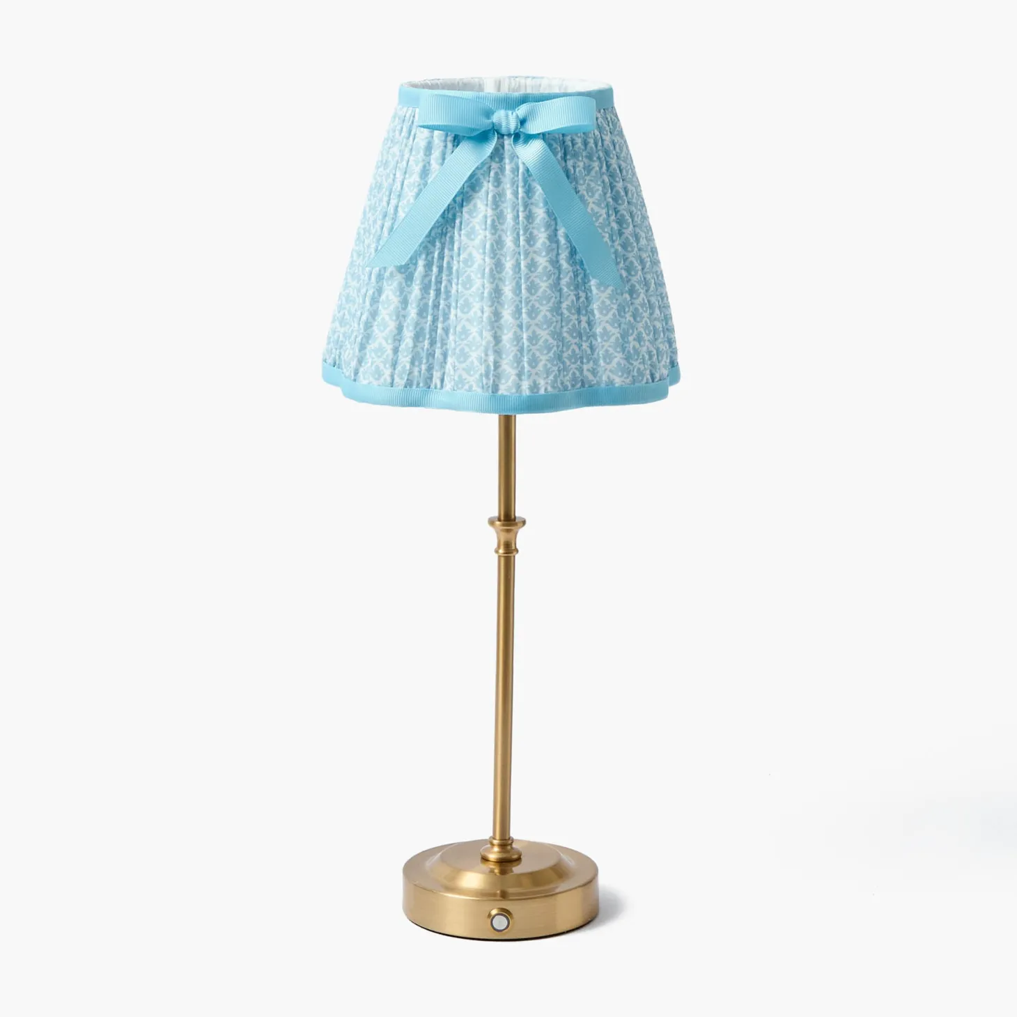 Edie Tall Rechargeable Lamp with Soft Blue Lotus Bow Shade (18cm)