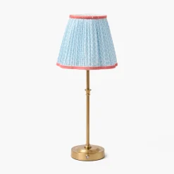 Edie Tall Rechargeable Lamp with Soft Blue & Coral Lotus Shade (18cm)