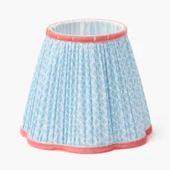 Edie Tall Rechargeable Lamp with Soft Blue & Coral Lotus Shade (18cm)