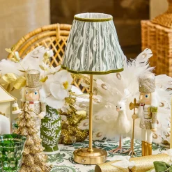Edie Tall Rechargeable Lamp with Olive Green Ikat Shade (18cm)