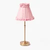 Edie Tall Rechargeable Lamp with Pale Pink Frilled Silk Shade (18cm)