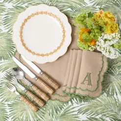 Edith Sand & Green Napkins (Set of 4)