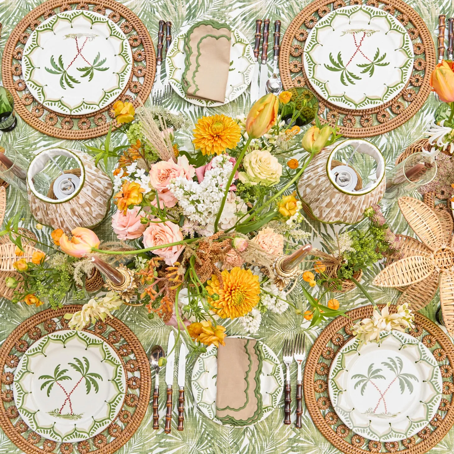 Edith Sand & Green Napkins (Set of 4)