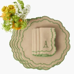 Edith Sand & Green Napkins (Set of 4)