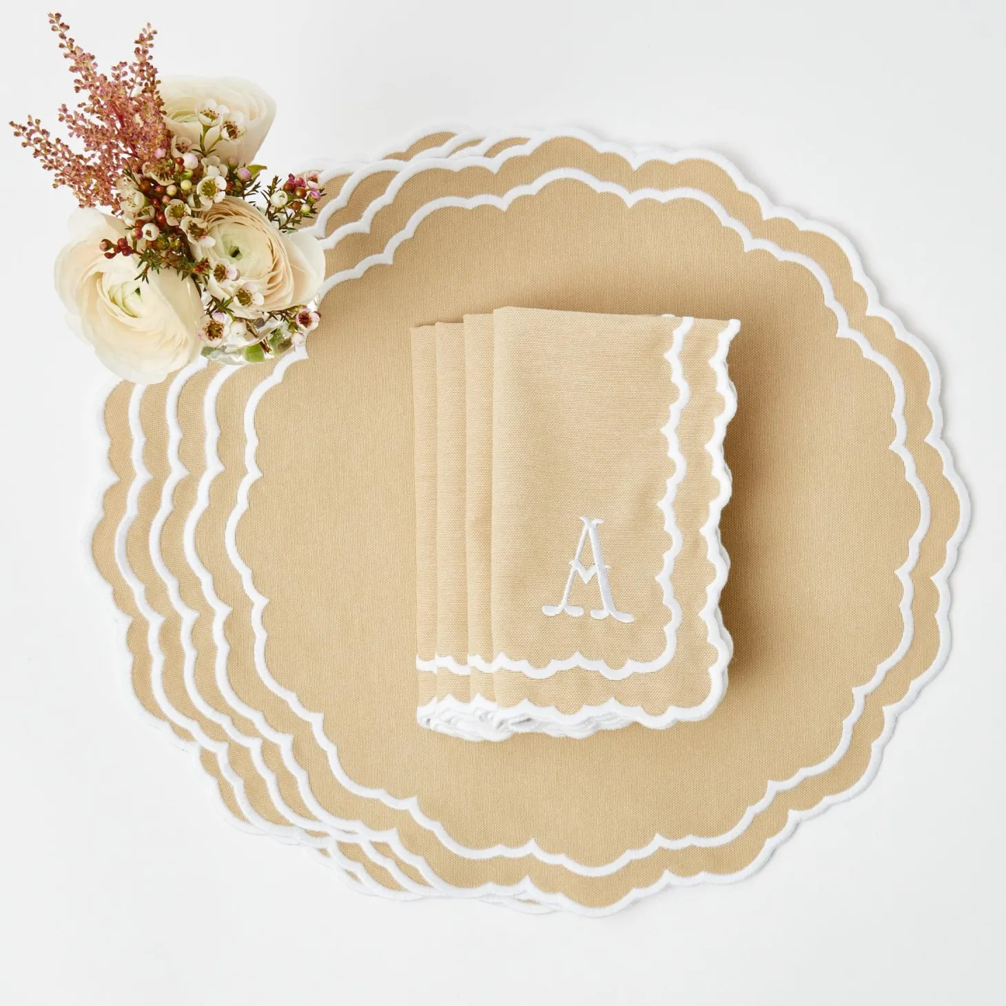 Edith Sand Placemats & Napkins (Set of 4)
