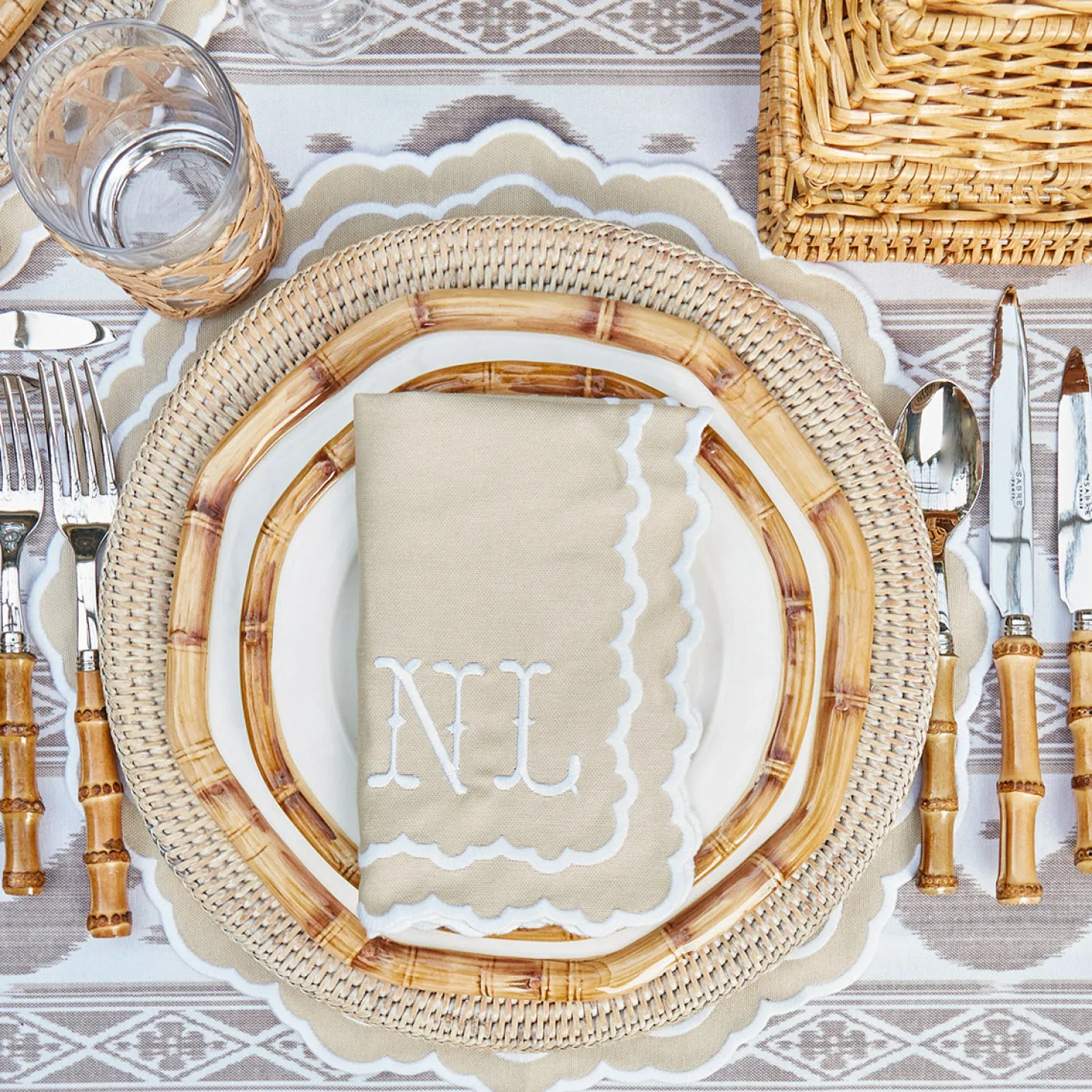 Edith Sand Placemats & Napkins (Set of 4)