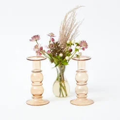 Elise Medium Amber Candle Holder (Pair)