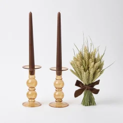 Elise Medium Amber Candle Holder (Pair)
