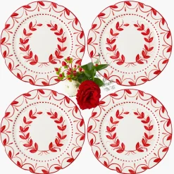 Elizabeth Red Garland Dinner Plates (Set of 4)