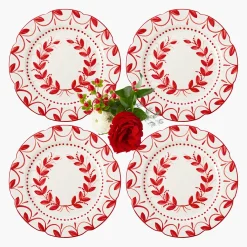 Elizabeth Red Garland Starter Plates (Set of 4)