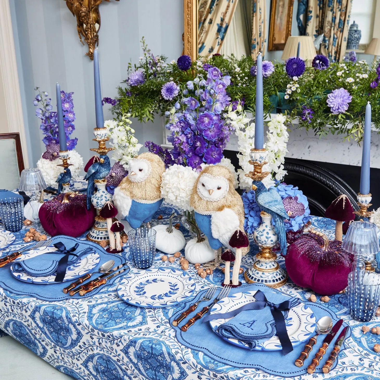 Eloise Blue & Navy Napkins (Set of 4)