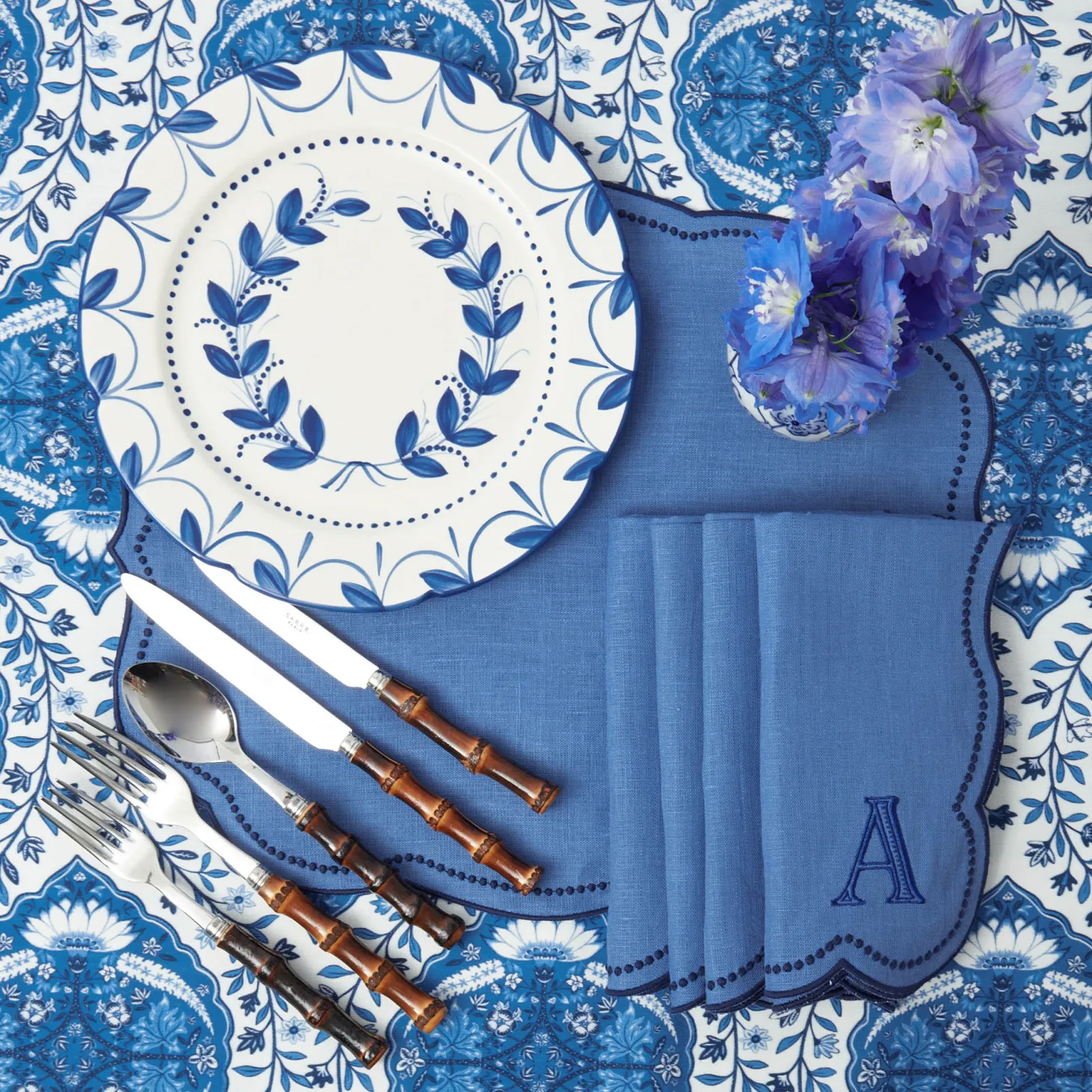 Eloise Blue & Navy Napkins (Set of 4)