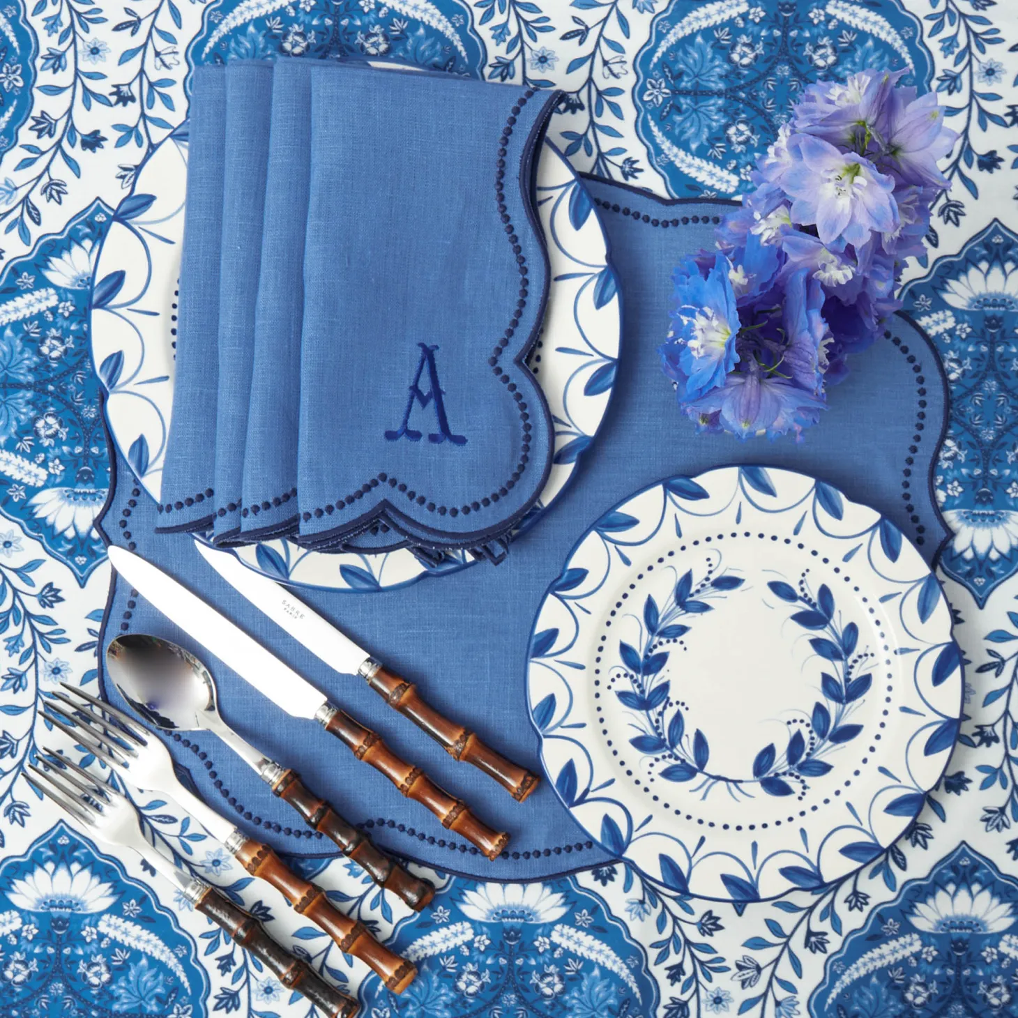 Eloise Blue & Navy Napkins (Set of 4)