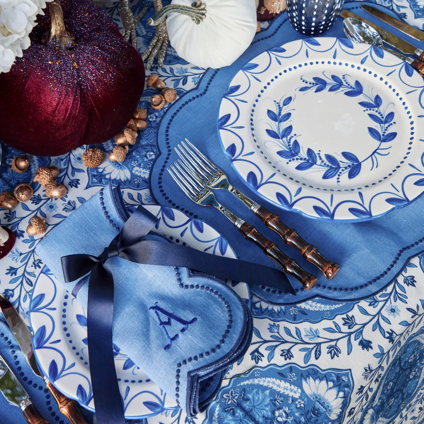 Eloise Blue & Navy Napkins (Set of 4)