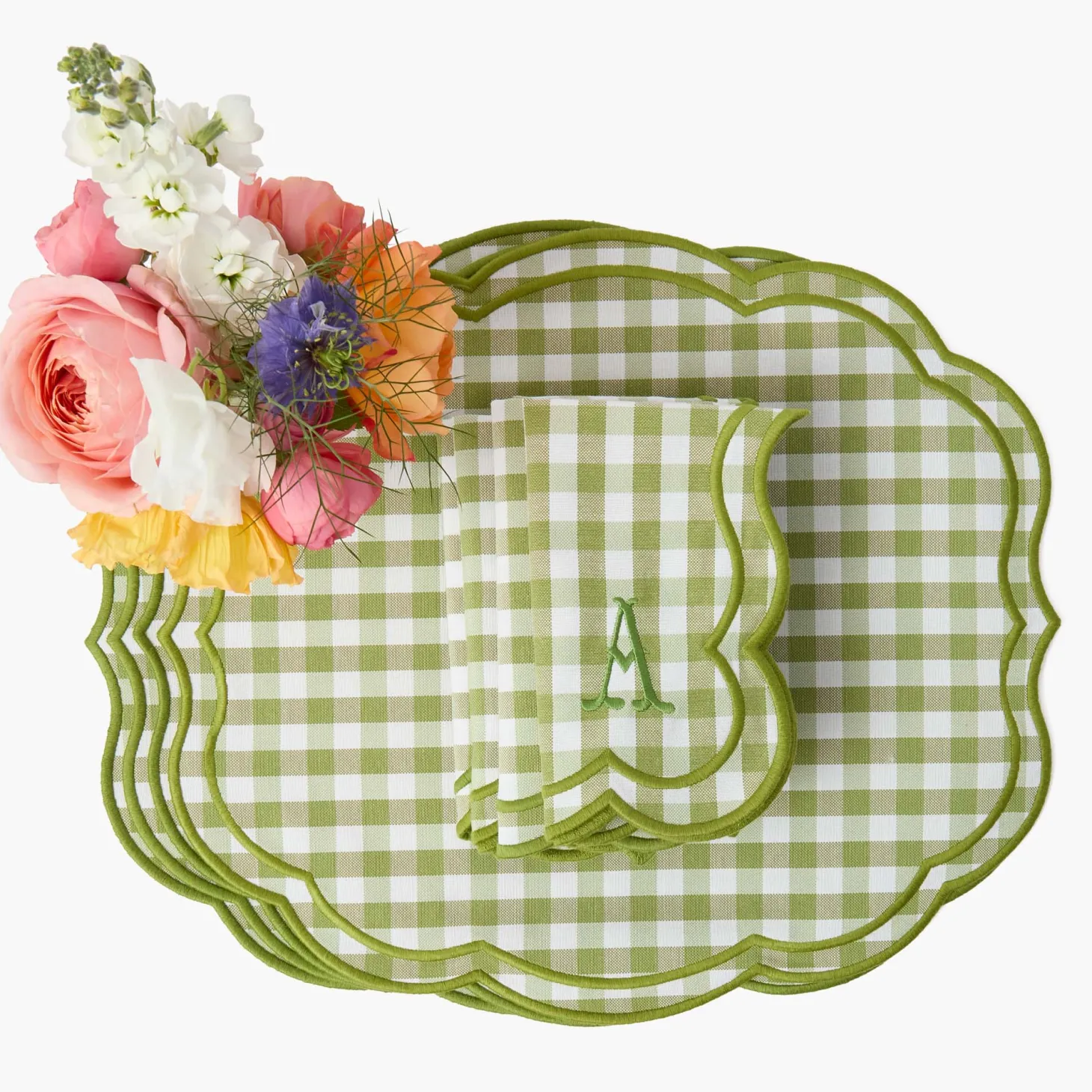 Eloise Green Gingham Placemats & Napkins (Set of 4)