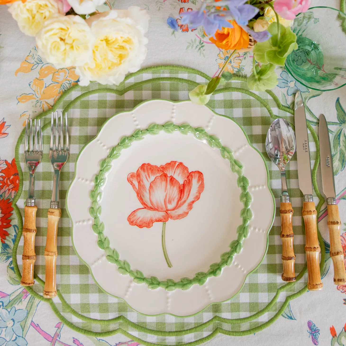 Eloise Green Gingham Placemats & Napkins (Set of 4)