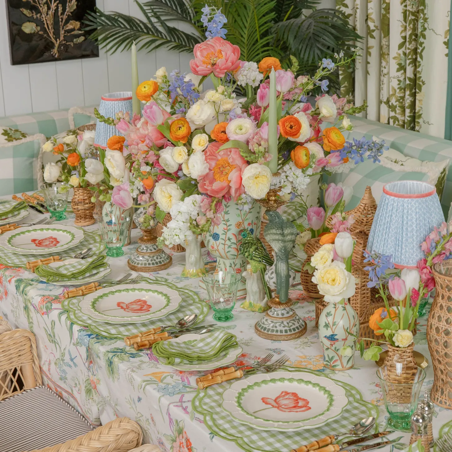 Eloise Green Gingham Placemats & Napkins (Set of 4)