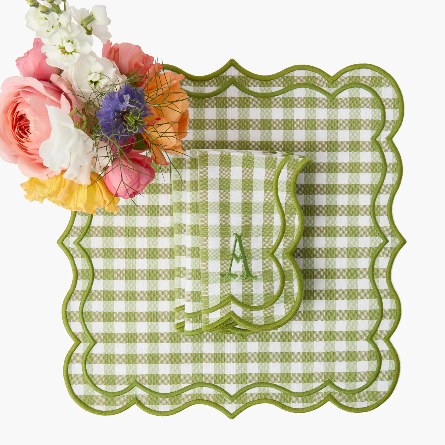 Eloise Green Gingham Placemats & Napkins (Set of 4)