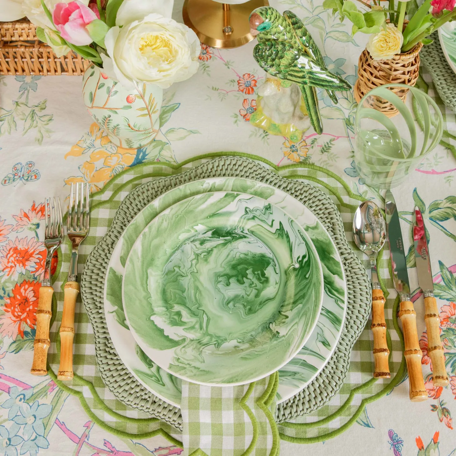 Eloise Green Gingham Placemats & Napkins (Set of 4)