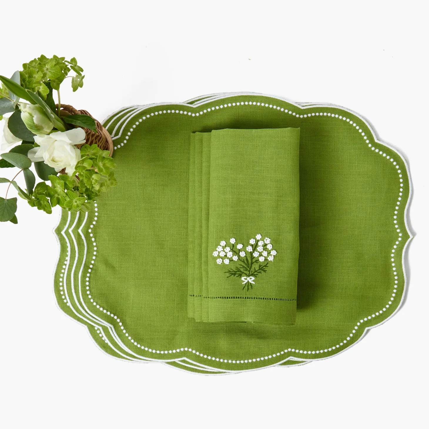 Eloise Green Placemats & Hydrangea Napkins (Set of 4)