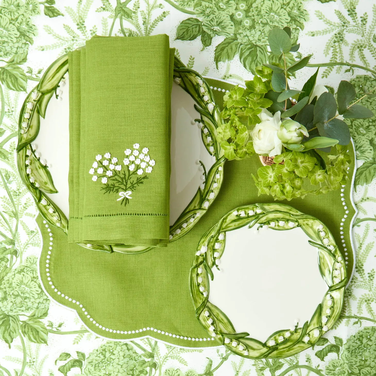 Eloise Green Placemats & Hydrangea Napkins (Set of 4)