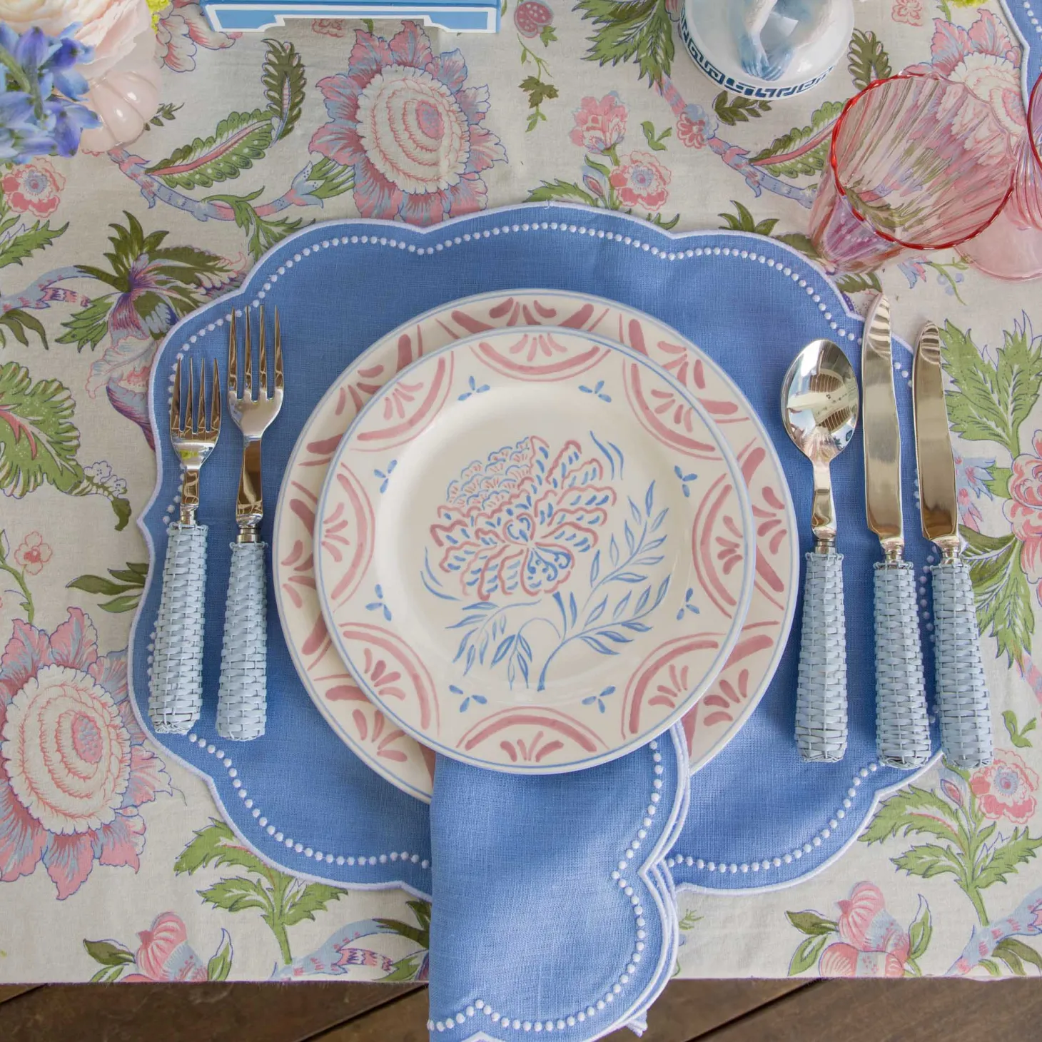 Eloise Periwinkle Placemats & Napkins (Set of 4)