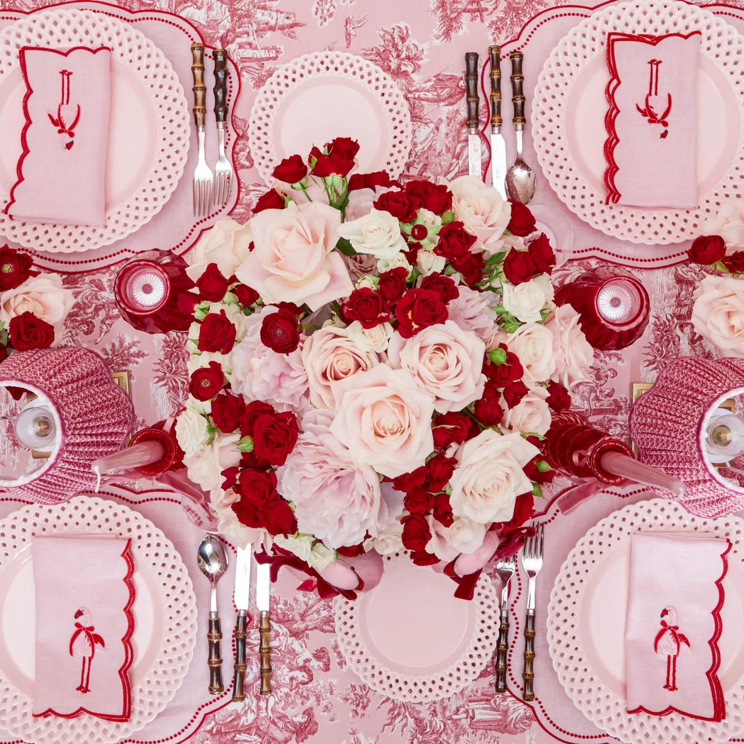 Eloise Pink & Red Placemats (Set of 4)