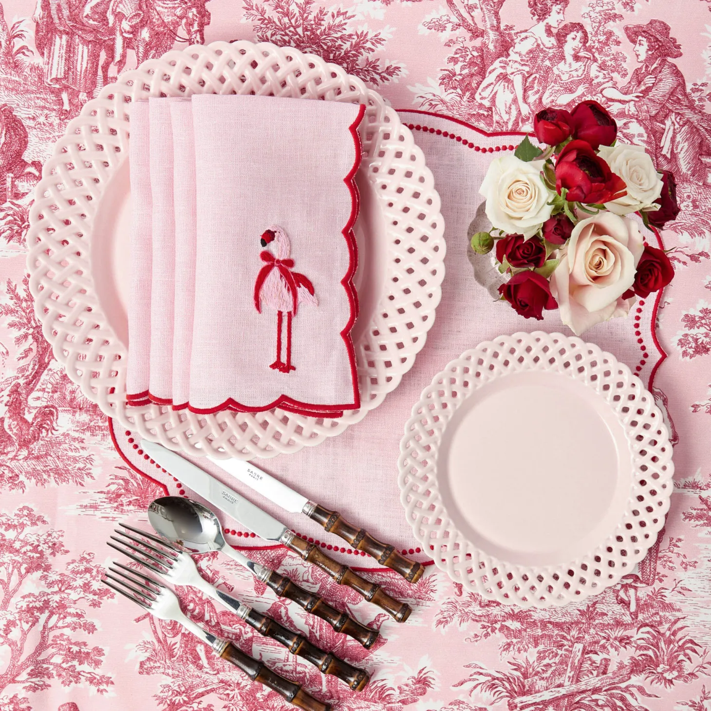 Eloise Pink & Red Placemats (Set of 4)