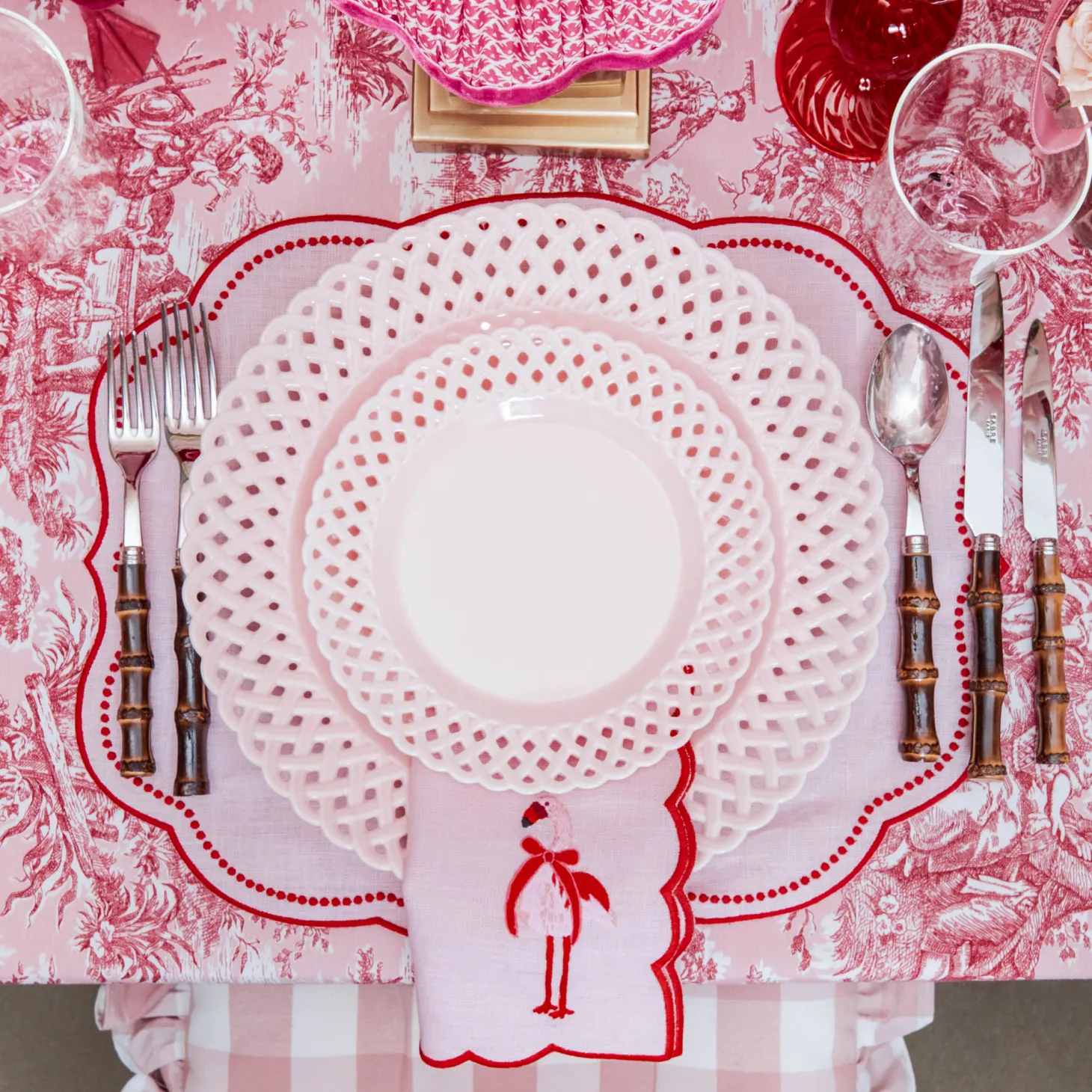 Eloise Pink & Red Placemats (Set of 4)