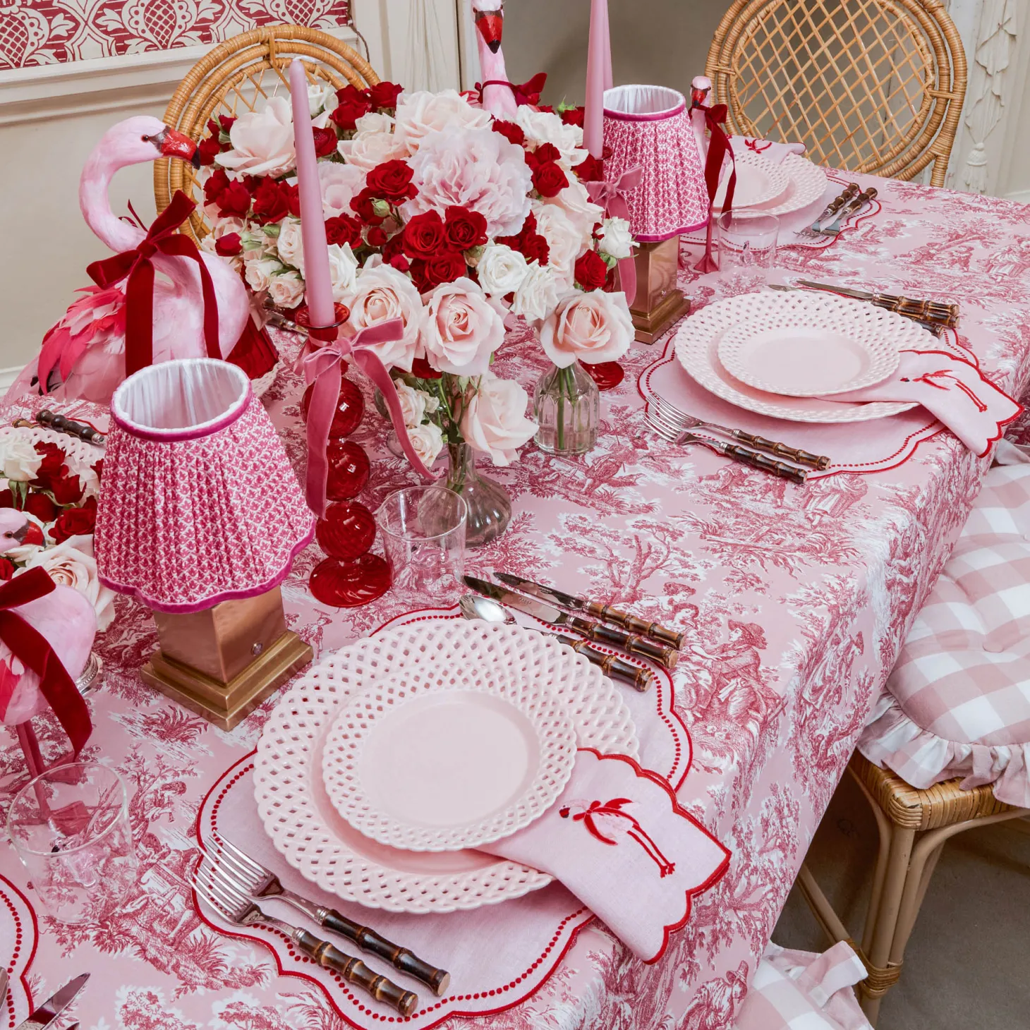 Eloise Pink & Red Placemats (Set of 4)