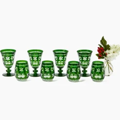 Emerald Anita Engraved Glassware (Set of 8)