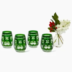 Emerald Anita Engraved Glassware (Set of 8)